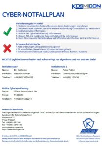 KOSMICON Cyber Defense Services - Cyber-Notfallplan-Generator (E-Learning / Training / Zertifizierung / Cyberversicherung)